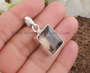 Venta al por mayor de dijes vintage de cuarzo ahumado natural con engaste de bisel, joyería de plata de ley 925, precio de mayoreo, directo de fábrica - Product Image 3