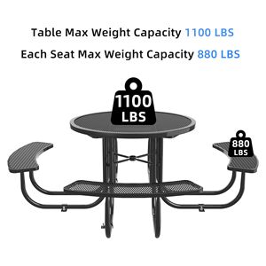 46 \ "tavolo da Picnic rotondo in acciaio con asta per ombrellone blu e nero Set da giardino - Product Image 6