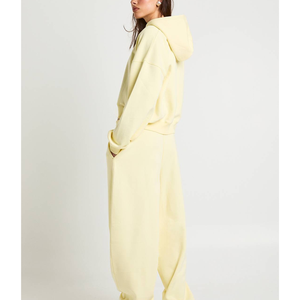 Conjunto Deportivo de 2 Piezas: Sudadera con Capucha Transpirable y Cremallera, Chaqueta Holgada y Pantalón de Pierna Ancha, 100% Algodón de Secado Rápido - Product Image 6