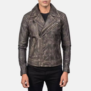 Custom Color Mens <b>Leather</b> <b>Jacket</b> Classic <b>Retro</b> Design With Front Zip Closure And Side Pockets - Product Image 1