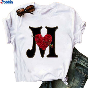 Nueva Camiseta de Verano para Parejas, Unisex, con Estampado del Alfabeto Inglés, Transpirable, con Letras y un Estilo Dulce y Encantador, Talla Grande para Mujer - Product Image 1