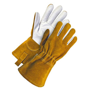 Guantes de soldadura TIG de cuero amarillo con doble palma y dedos divididos, resistentes al calor para soldar, de alta calidad, térmicos, de cuero vacuno para invierno. - Product Image 5