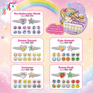Barrettes pour cheveux d'enfants avec des motifs de cœur, d'étoile et de paillettes, accessoires décoratifs pour un usage quotidien, emballage en carton pour les fêtes - Product Image 5
