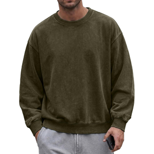 Sudadera de cuello redondo extragrande negra con lavado ácido para hombre, estilo vintage, manga larga, OEM ODM, colección 2026 Harry Johnson Production - Product Image 4