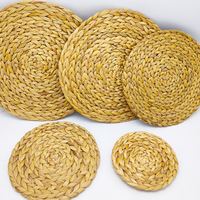 Set de table rond en jacinthe d'eau, fait main, tissé, naturel, écologique, décoration de table à manger pour la maison