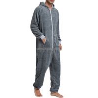Pyjama combinaison à capuche pour homme, automne, maternité, réversible, polaire, imprimé à carreaux, manches longues, col en V, cordon de serrage, 100% coton lavé