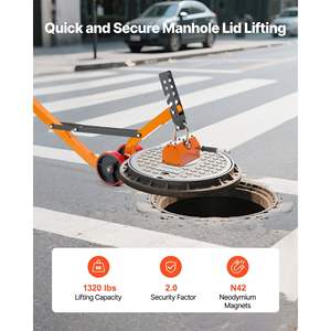 Heavy Duty Steel <b>Dolly</b> N42 Neodymium Magnetic Lid Lifter 1320 Lbs Foldable Portable 2-<b>Wheel</b> Adjustable Handle for Lifting - Product Image 2