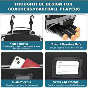 Sac de baseball à roulettes Bagnex 5070L grande capacité, sac de sport imperméable 600D avec roues pour hommes et femmes, personnalisable - Product Image 4