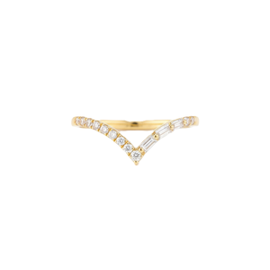 New Arrivals Fine Wholesale Stacking <b>Ring</b> Minimalist Curved <b>Ring</b> Luxury New Design 10K 14K Solid Gold Round Baguette Lab Diamond - Product Image 1