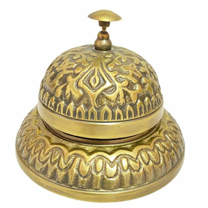 Cloche décorative en laiton avec base en bois dur, style victorien, accessoire de bureau pour les bureaux de direction et les hôtels de luxe - Product Image 6