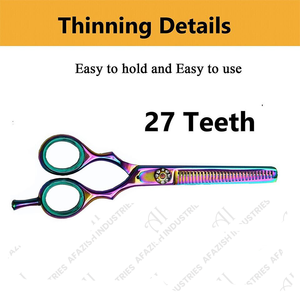 Kit de tijeras de peluquero de acero inoxidable japonés personalizado de 5,5 pulgadas, juego de tijeras de peluquería con herramienta de belleza de revestimiento multicolor - Product Image 2
