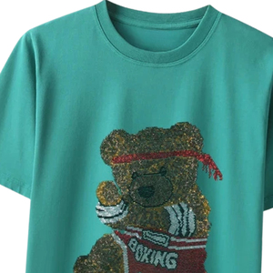 เสื้อยืดผู้หญิงลายกราฟิกประดับเพชร ผ้าฝ้ายนุ่ม สวมใส่สบาย แฟชั่นทันสมัย รับผลิตตามแบบ OEM ODM - Product Image 6