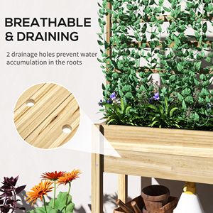 Classic Wooden Raised Garden Bed Trellis Storage Shelf Outdoor Planter Box for <b>Vegetables</b> Flowers Herbs-Includes Watering <b>Pot</b> - Product Image 6