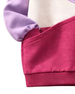 Sudadera de mujer con bloques de color lavanda y rosa, cuello redondo, estilo casual, holgada, personalizada, de moda, para invierno. - Product Image 6