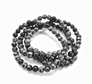 Unisex SnowflakeObsidian <b>Bracelet</b> Muntaha Agate Premium Grade Handmade 8mm Bead Souvenir Gift Natural Crystal Stone Mascot Theme - Product Image 2