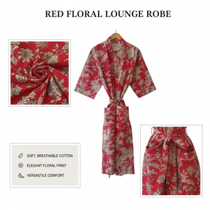 Robe Kimono Artisanale en Coton pour Femme, Vêtement de Nuit, Col en V avec Passepoil, 2 Poches, Longue, Manches Longues, Cordon de Serrage - Product Image 5