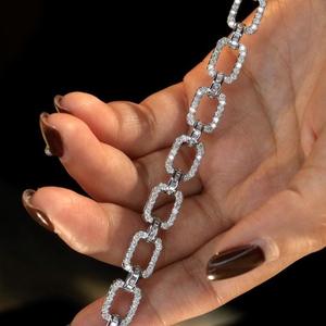 AMBER JEWELS T-2571 Bracelet tennis à maillons géométriques en diamant, Or massif 18K, Plaqué or 10K, Pierre naturelle taille brillant IGI - Product Image 2