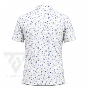 Trackstar Men's <b>White</b> Blue Celestial Planet Print <b>Polo</b> Shirt Short Sleeve Button Collar <b>Golf</b> Shirt Custom Logo - Product Image 3