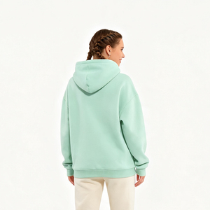 เสื้อฮู้ดสีเขียวมิ้นท์แบบยูนิเซ็กซ์ ผ้าฝ้าย 100% เฟรนช์เทอร์รี่ ทรงโอเวอร์ไซส์ สไตล์ลำลอง สีพื้น มีกระเป๋า ระบายอากาศได้ดี เหมาะสำหรับใส่ในฤดูใบไม้ร่วง - Product Image 4