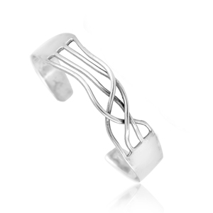 925 Sterling <b>Silver</b> Smooth Plain <b>Cuff</b> <b>Bracelet</b> – Minimalist Open Kada, High Polish Finish - Product Image 1