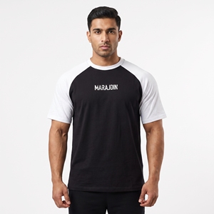 Camiseta Raglán Negra y Blanca para Hombre, con Logotipo Personalizado, Estilo Béisbol, Manga en Contraste, Ropa Deportiva Informal, Top de Moda - Product Image 1