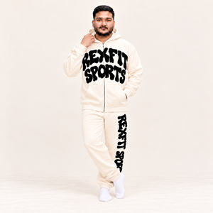 Ensemble de survêtement homme Rexfit avec impression en relief, veste à capuche zippée et pantalon de jogging à revers, en molleton, deux pièces, personnalisable - Product Image 2