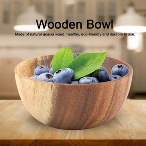 Tazón de Ensalada de Madera de Acacia Sólida, Elegante Tazón para Servir en la Cocina o Comedor, Tazones Multiusos para Mezclar y Servir Sopas, Suministro al por Mayor para Exportación - Product Image 4
