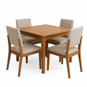 ARTERRA Ensemble de salle à manger en teck moderne, luxueux, écologique, durable et confortable, table rectangulaire, chaises rembourrées pour hôtel - Product Image 1