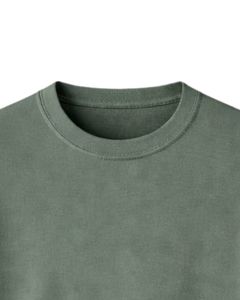 Camiseta Básica de Cuello Redondo para Mujer, Color Verde Oliva, Personalizada, Manga Corta, Algodón, Informal, Lisa, Verano, Streetwear, con Impresión de Logotipo Personalizado - Product Image 4