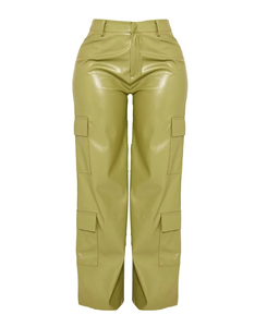 Pantalon en cuir pour femme de qualité supérieure, prix de gros, options de logo personnalisé, pantalon en cuir ample à jambes larges pour femme - Product Image 1