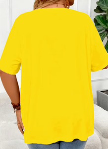 Plus Size Women's <b>Patchwork</b> Anti-Wrinkle O-Neck Pullover Short Sleeve 100% Cotton Casual Summer Knit Tee - Product Image 5