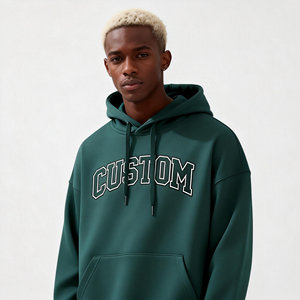 Sudadera con capucha tipo pullover de algodón grueso térmico tipo gofre, personalizada con estampado y bordado, de corte holgado y corto, con cremallera y lavado vintage desgastado por el sol - Product Image 3