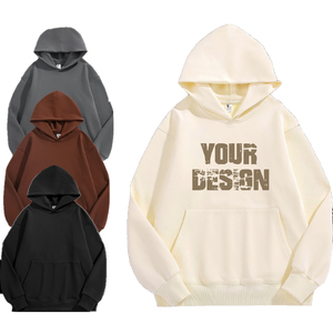 เสื้อฮู้ดผู้ชายสีดำ แขนยาว ทรงปกติ สีพื้น พิมพ์ลาย ผ้าฝ้ายฟลีซถัก 100% ป้องกันรอยยับ - Product Image 1