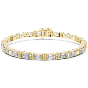 Pulsera de tenis de oro macizo de 14K con diamantes cultivados en laboratorio de corte esmeralda de 9.00 CTW, engastados con puntas, con cierre de seguridad, DEF VVS, joyería fina - Product Image 4