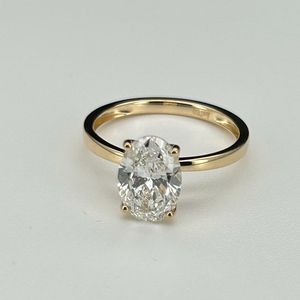 Anillo Unisex con Diamante Cultivado en Laboratorio, Corte Ovalado, Color D, Chapado en Oro de 18k, 3-4g, Certificado IGI, Joyería Fina Clásica para Boda o Compromiso - Product Image 3