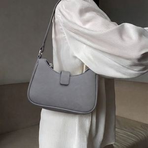 Gray PU <b>Leather</b> Messenger Bag Women Crossbody Shoulder Handbag Curved Tote <b>Purse</b> for Daily Use - Product Image 3