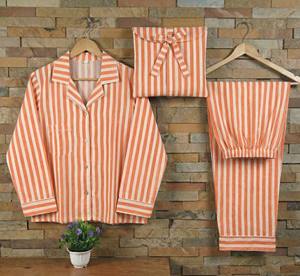 ชุดนอนผ้าทอแขนยาวสำหรับผู้หญิง ลายพิมพ์วาดมือ ผ้าฝ้ายเนื้อนุ่ม อุ่นสบาย ใส่ได้สองด้าน สำหรับฤดูใบไม้ผลิและฤดูร้อน - Product Image 5