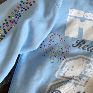 ผู้ผลิตเสื้อผ้า เสื้อฮู้ดดี้ประดับเพชรเทียม เสื้อฮู้ดดี้สตรีทแวร์ พิมพ์ลายสกรีน เสื้อฮู้ดดี้ผ้าฝ้าย 100% หนานุ่ม ซิปหน้า - Product Image 4