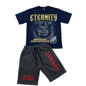 Conjunto de Dos Piezas de Ropa Urbana para Hombre Eternity, Camiseta y Pantalones Cortos de Algodón con Estampado Gráfico y Cierre con Cordón, Ropa Casual de Verano - Product Image 1