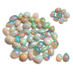 Opale de feu Welo d'Éthiopie blanche naturelle, taille cabochon, 3-5 carats, taille libre, multicolore, lot de pierres précieuses en vrac, prix de gros - Product Image 3