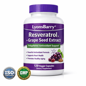 Capsules d'extrait de pépins de raisin à la resvératrol et aux fibres alimentaires 500 mg – Soutien antioxydant aux polyphénols pour la santé intestinale et le métabolisme – Sans gluten - Product Image 1
