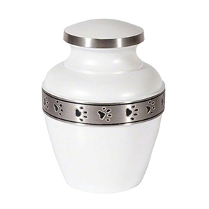 Pawprint Band Souvenir Urnes Crémation Os D'animaux Souvenir Urne Blanche Prix Raisonnable Urnes De Crémation Métalliques À La Main Petit - Product Image 1