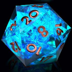 Dés à six faces bleus foncés D20 de 22 mm, dés à facettes pour <span class=keywords><strong>Dungeons</strong></span> and Dragons, dés en résine à bords tranchants, faits à la main, polyédriques, pour jeux de rôle - Product Image 1