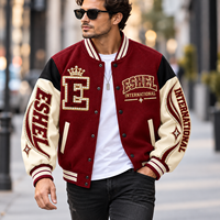 Blouson Bomber Homme Brodé Lettres Style Universitaire Color Block Boutons Pression Hip Hop Automne Vente en Gros Personnalisation OEM
