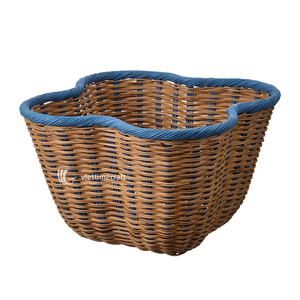 Luxury Vintage Rattan Storage <b>Baskets</b> with Colored Rim-Eco-Friendly Kitchen & Bathroom Organizer & Vanity <b>Basket</b> - Product Image 1