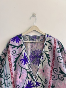 Vintage Indian Suzani Kanth Handmade <b>Boho</b> Jacket Breathable Recycled Jacket - Product Image 2