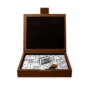 Juego de dominó de cuero en un estuche de lujo con interior de fieltro, juego de mesa moderno premium doble seis para entretenimiento familiar - Product Image 3