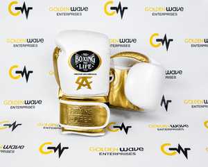 New Latest Model White & Golden No Boxing No Life Boxing Gloves Professional Training <b>Strap</b>-Up No Boxing No Life Gloves - Product Image 4