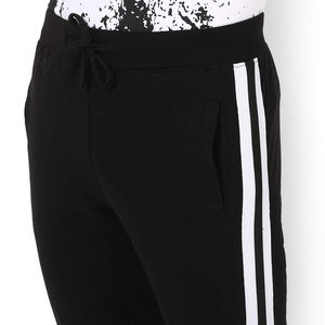 <b>Men</b> Black Sweatpants With <b>White</b> Side Stripes Elastic Waist Drawstring Casual Joggers Breathable Knitted Pants Autumn Wear - Product Image 6