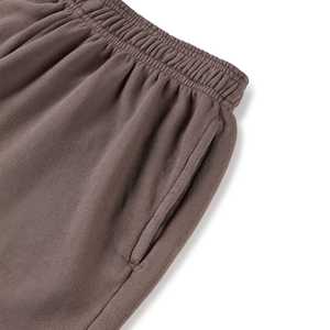 Shorts de sport décontractés pour hommes de qualité supérieure, respirants, couleur unie, broderie personnalisée sur le devant, marron, 100 % coton, taille mi-haute - Product Image 3